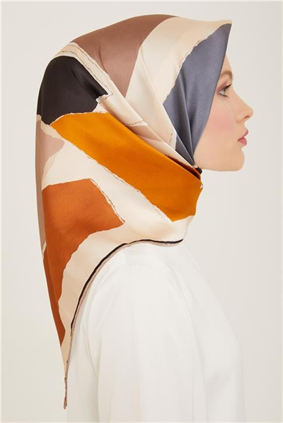 Armine Geometrik Desenli Twill İpek Eşarp 24Ya9125 83 02