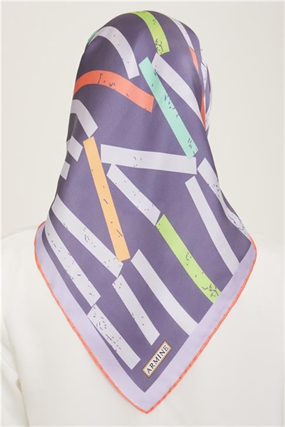 Armine Geometrik Desenli Twill İpek Eşarp 24Ya9101 2 61