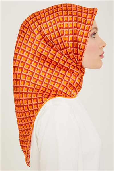 Armine Geometrik Desenli Twill İpek Eşarp 24Ya9109 53 50