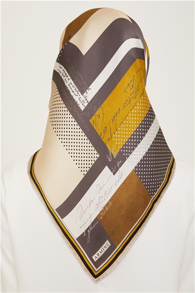 Armine Geometrik Desenli Twill İpek Eşarp 24Ya9138 2 34