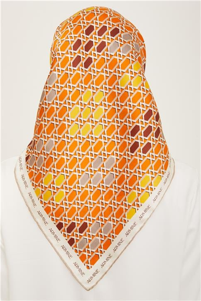 Armine Geometrik Desenli Twill İpek Eşarp 24Ya9144 37 34