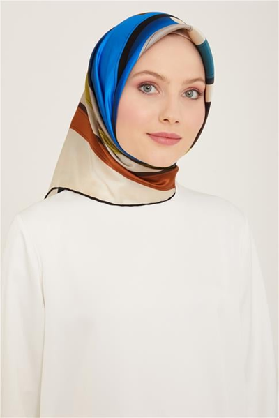 Armine Geometrik Desenli Twill İpek Eşarp 24Ya9122 55 36