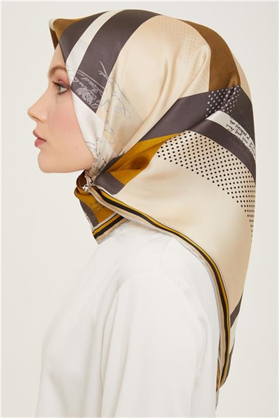 Armine Geometrik Desenli Twill İpek Eşarp 24Ya9138 2 34
