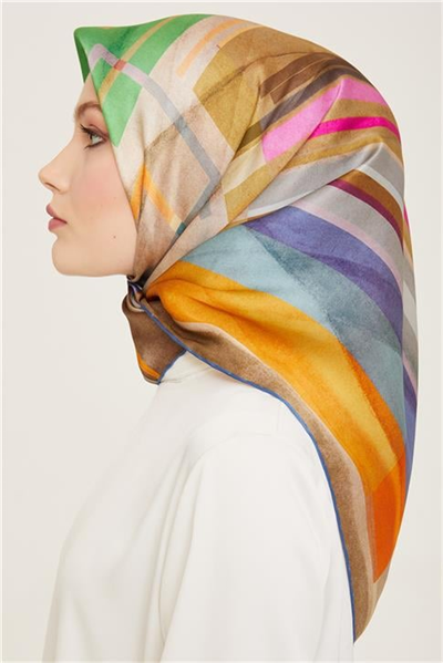 Armine Geometrik Desenli Twill İpek Eşarp 24Ya9147 36 37