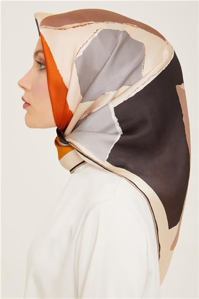 Armine Geometrik Desenli Twill İpek Eşarp 24Ya9125 83 02