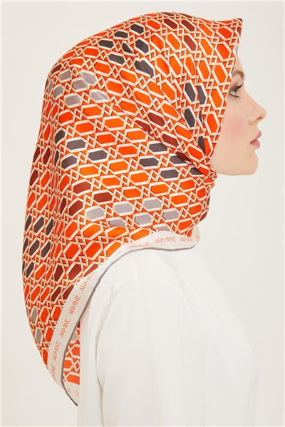 Armine Geometrik Desenli Twill İpek Eşarp 24Ya9144 37 37