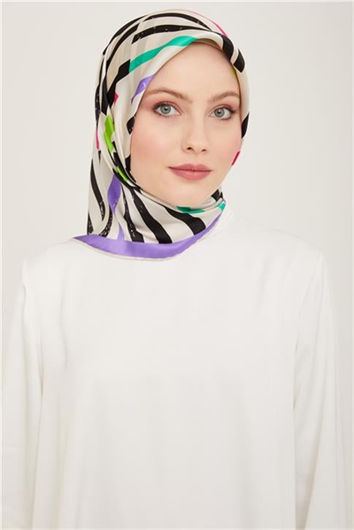 Armine Geometrik Desenli Twill İpek Eşarp 24Ya9101 2 04