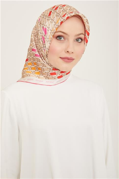Armine Geometrik Desenli Twill İpek Eşarp 24Ya9144 37 32