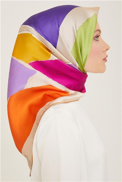 Armine Geometrik Desenli Twill İpek Eşarp 24Ya9125 83 32