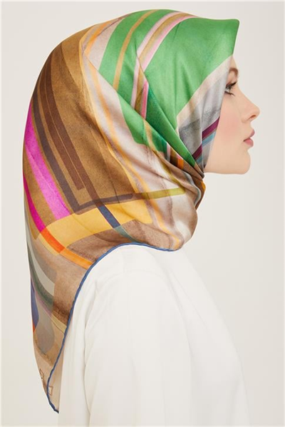 Armine Geometrik Desenli Twill İpek Eşarp 24Ya9147 36 37