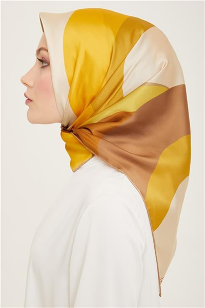 Armine Geometrik Desenli Twill İpek Eşarp 24Ya9148 31 52