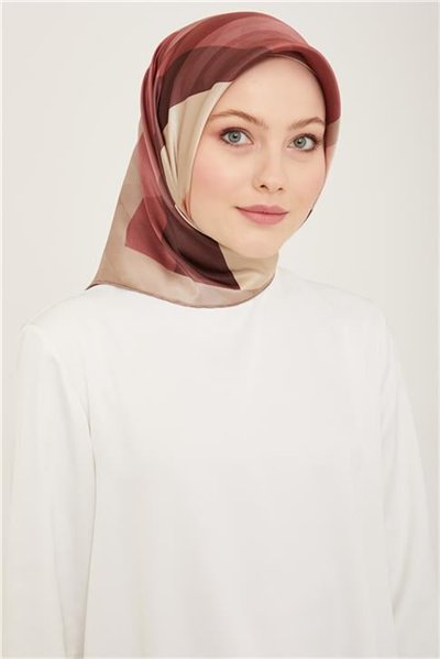 Armine Geometrik Desenli Twill İpek Eşarp 24Ya9137 55 07