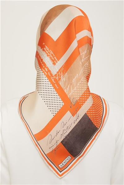 Armine Geometrik Desenli Twill İpek Eşarp 24Ya9138 2 86