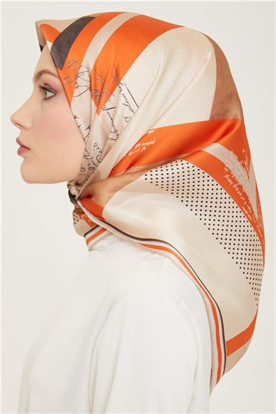 Armine Geometrik Desenli Twill İpek Eşarp 24Ya9138 2 86