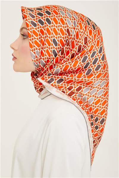 Armine Geometrik Desenli Twill İpek Eşarp 24Ya9144 37 37