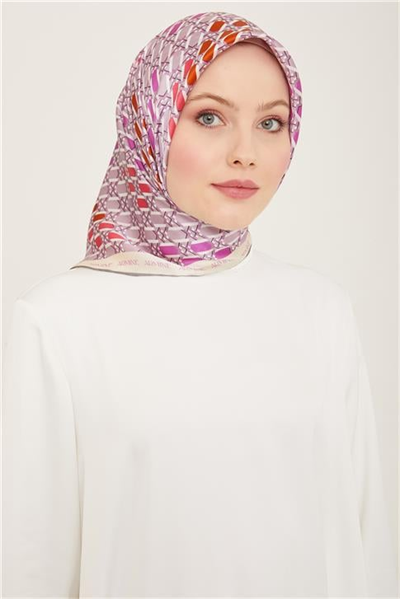 Armine Geometrik Desenli Twill İpek Eşarp 24Ya9144 37 36