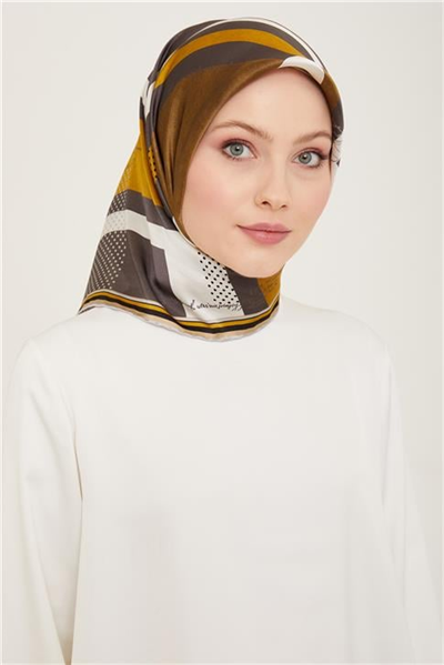 Armine Geometrik Desenli Twill İpek Eşarp 24Ya9138 2 34