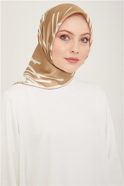 Armine Geometrik Desenli Twill İpek Eşarp 24Ya9157 54