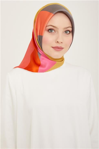Armine Geometrik Desenli Twill İpek Eşarp 24Ya9148 31 55