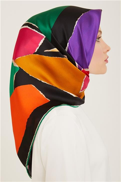 Armine Geometrik Desenli Twill İpek Eşarp 24Ya9125 83 06