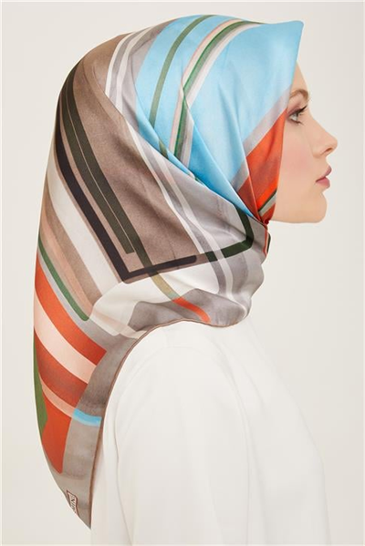 Armine Geometrik Desenli Twill İpek Eşarp 24Ya9147 36 05