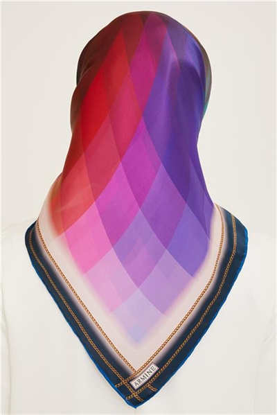 Armine Geometrik Desenli Twill İpek Eşarp 24Ya9113 34
