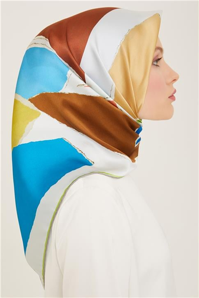 Armine Geometrik Desenli Twill İpek Eşarp 24Ya9125 83 34