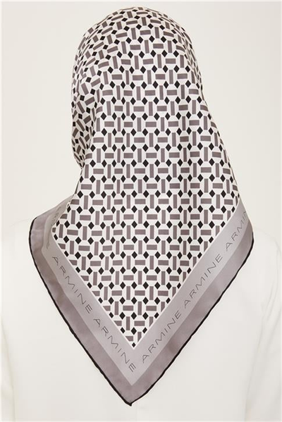 Armine Geometrik Desenli Twill İpek Eşarp 24Ya9151 4 04
