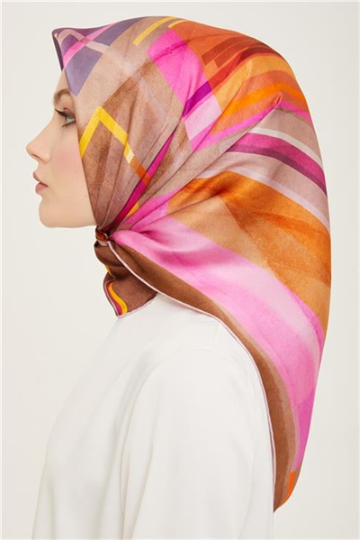 Armine Geometrik Desenli Twill İpek Eşarp 24Ya9147 36 36