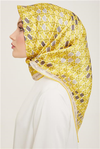Armine Geometrik Desenli Twill İpek Eşarp 24Ya9144 37 83