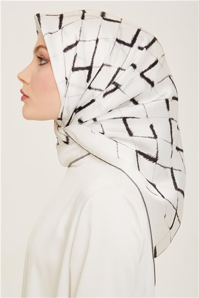 Armine Geometrik Desenli Twill İpek Eşarp 24Ya9162 31