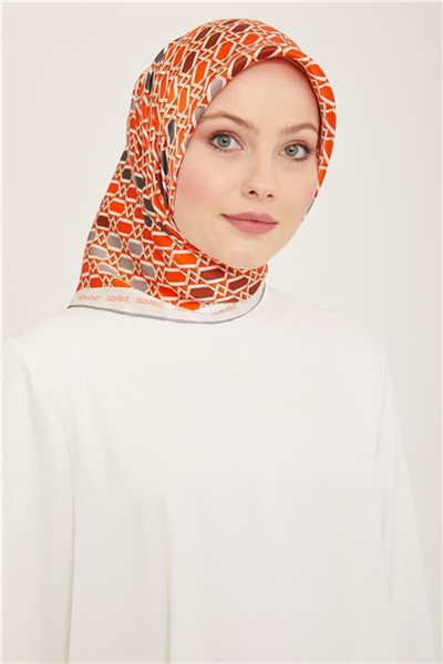 Armine Geometrik Desenli Twill İpek Eşarp 24Ya9144 37 37