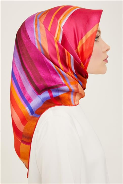 Armine Geometrik Desenli Twill İpek Eşarp 24Ya9147 36 50