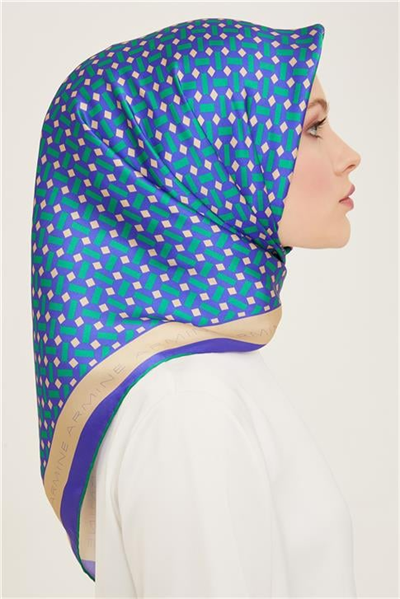 Armine Geometrik Desenli Twill İpek Eşarp 24Ya9151 4 80