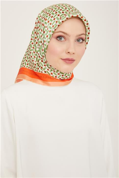Armine Geometrik Desenli Twill İpek Eşarp 24Ya9151 4 34