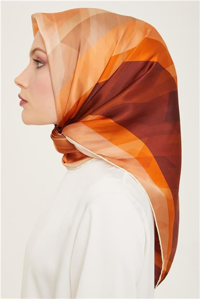 Armine Geometrik Desenli Twill İpek Eşarp 24Ya9137 55 55