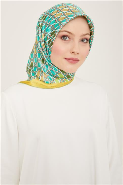Armine Geometrik Desenli Twill İpek Eşarp 24Ya9144 37 53