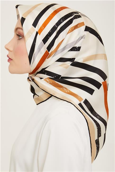 Armine Geometrik Desenli Twill İpek Eşarp 24Ya9101 2 84
