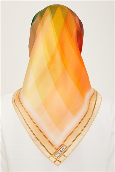 Armine Geometrik Desenli Twill İpek Eşarp 24Ya9113 03