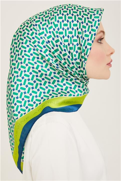 Armine Geometrik Desenli Twill İpek Eşarp 24Ya9151 4 01