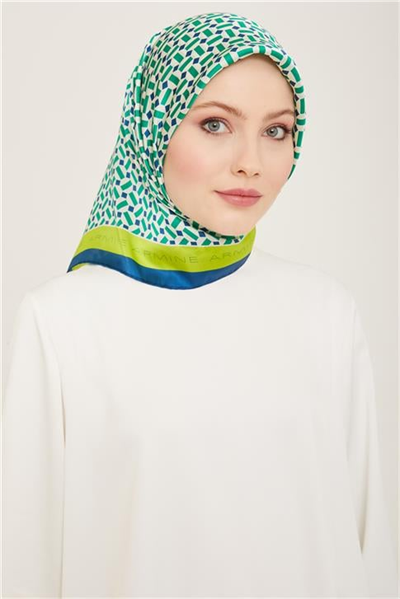 Armine Geometrik Desenli Twill İpek Eşarp 24Ya9151 4 01