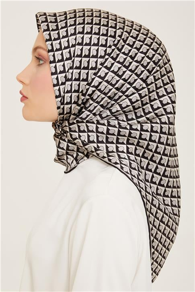 Armine Geometrik Desenli Twill İpek Eşarp 24Ya9109 53 84