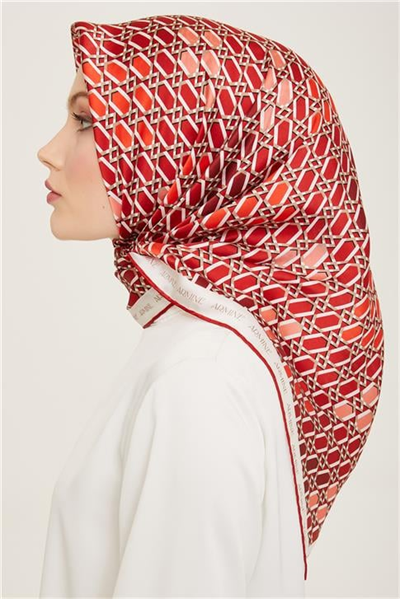 Armine Geometrik Desenli Twill İpek Eşarp 24Ya9144 37 06