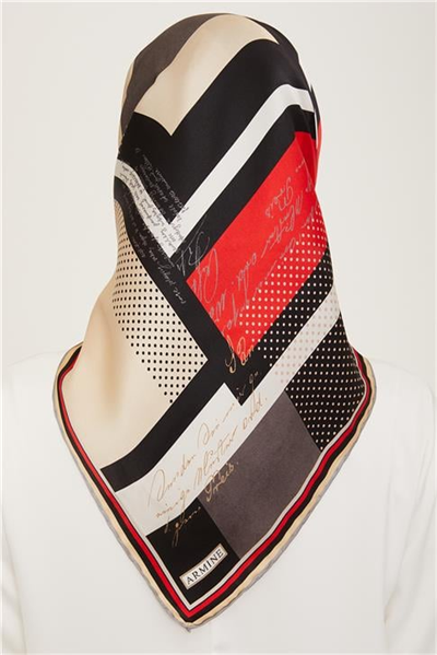 Armine Geometrik Desenli Twill İpek Eşarp 24Ya9138 2 35