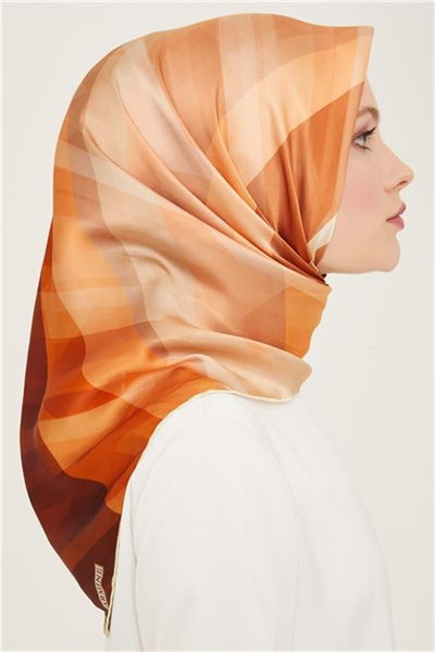 Armine Geometrik Desenli Twill İpek Eşarp 24Ya9137 55 55