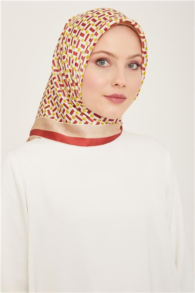 Armine Geometrik Desenli Twill İpek Eşarp 24Ya9151 4 53