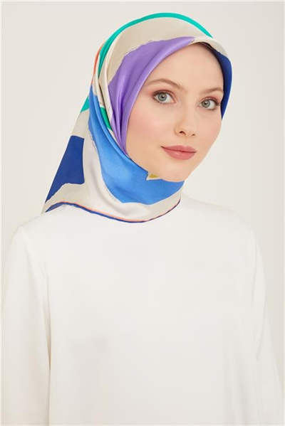 Armine Geometrik Desenli Twill İpek Eşarp 24Ya9125 83 03