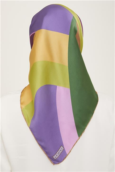Armine Geometrik Desenli Twill İpek Eşarp 24Ya9148 31 02