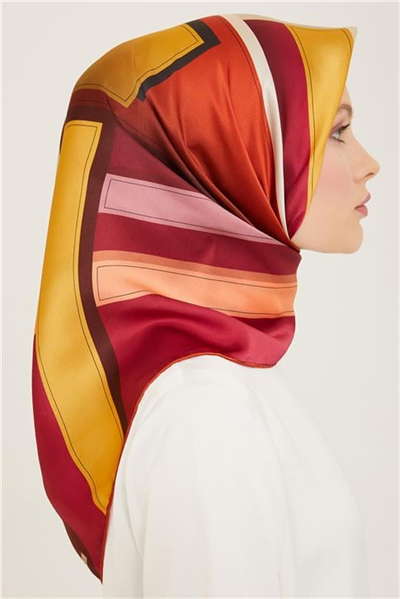Armine Geometrik Desenli Twill İpek Eşarp 24Ya9122 55 55