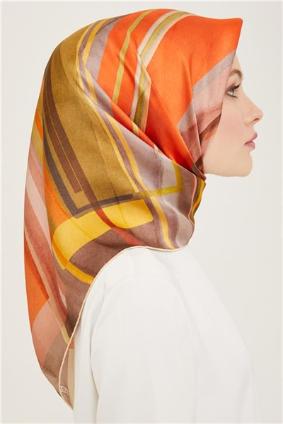 Armine Geometrik Desenli Twill İpek Eşarp 24Ya9147 36 32